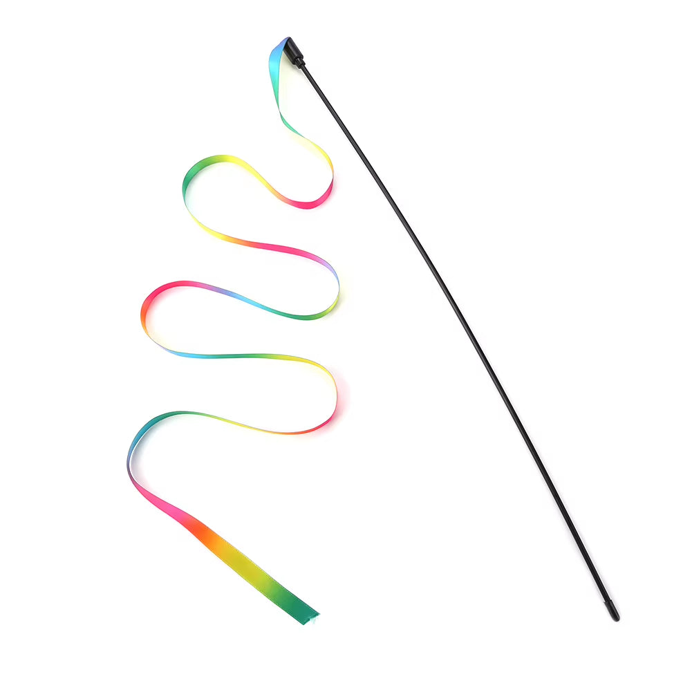 Cat Teaser Wands Interactive Retractable Fishing Pole Wand Cat Catcher Teaser Stick Rod for Kitten Training Exercising