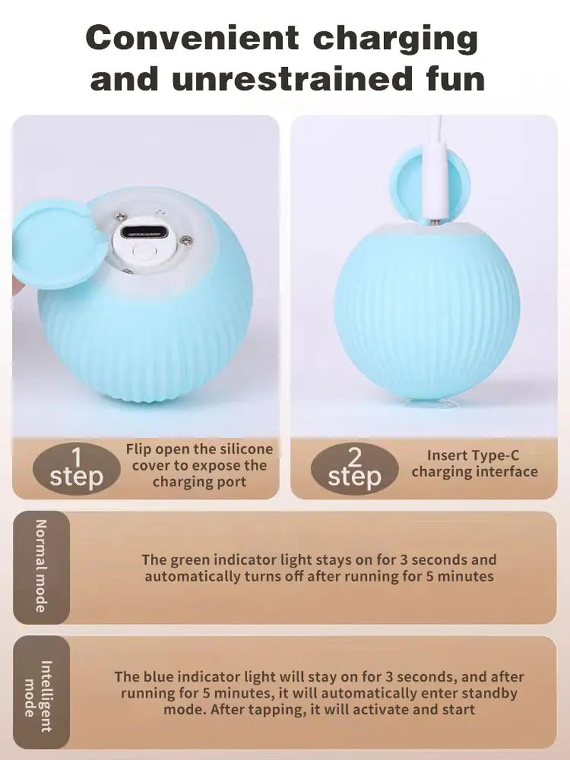 Electric Cat Ball Toys Automatic Rolling Smart Cat Toys Interactive for Cats Training Self-Moving Kitten Toys for Indoor Playing