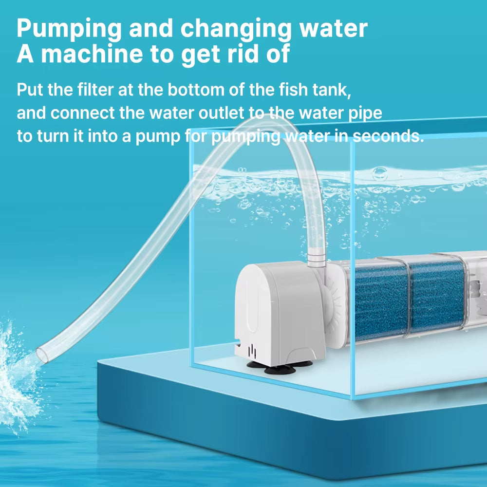 Aquarium Filter Pump Fish Tank Submersible Silent Air Oxygen Aerator Internal Water Pump Aquarium Air Pump Wave Maker 220V