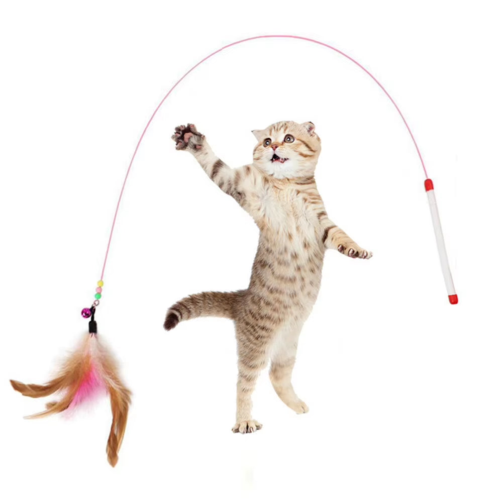 Cat Teaser Wands Interactive Retractable Fishing Pole Wand Cat Catcher Teaser Stick Rod for Kitten Training Exercising