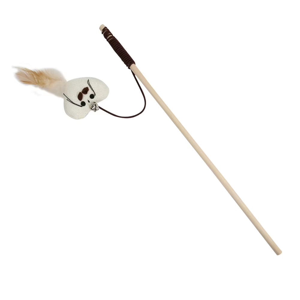 Cat Teaser Wands Interactive Retractable Fishing Pole Wand Cat Catcher Teaser Stick Rod for Kitten Training Exercising