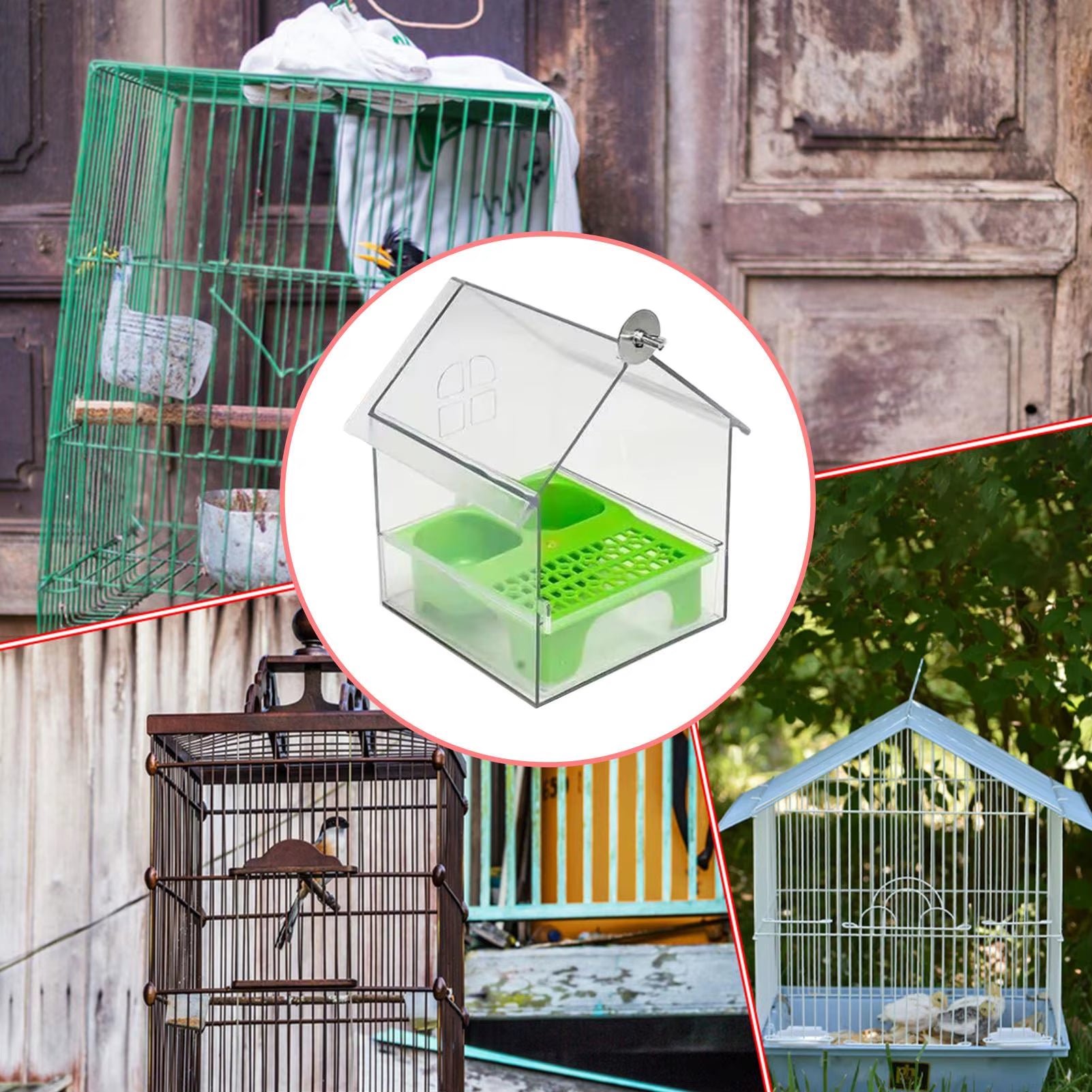 ABS Bird Feeder Prevent Scattering Bird Feeding Bowl Hanging Multifunction Bird Bath Parakeets Bathtub Bird Cage Accessories
