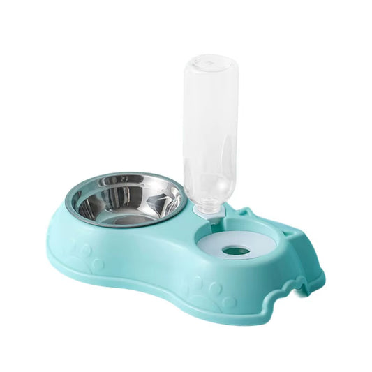 500ML Dog Bowl Cat Feeder Bowl with Dog Water Bottle Automatic Drinking Pet Bowl Cat Food Bowl Pet Stainless Steel Double 3 Bowl