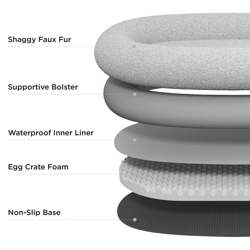 Lesure Luxury Warm Foldable 3-In-1 Flexible Giant Human Dog Bed Cozy Fluffy Faux Fur Lounge Sofa with Supportive Bolster Egg Foam Soft Plush Calming Orthopedic Bed for Winter Comfort Classic Lounge Sofa Options Tiktokshopblackfriday Choice